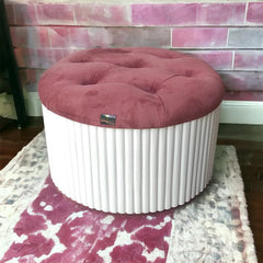 Wooden Twist Banquette Handmade Tufted Solid Wood Pouffe Ottoman - Wooden Twist UAE