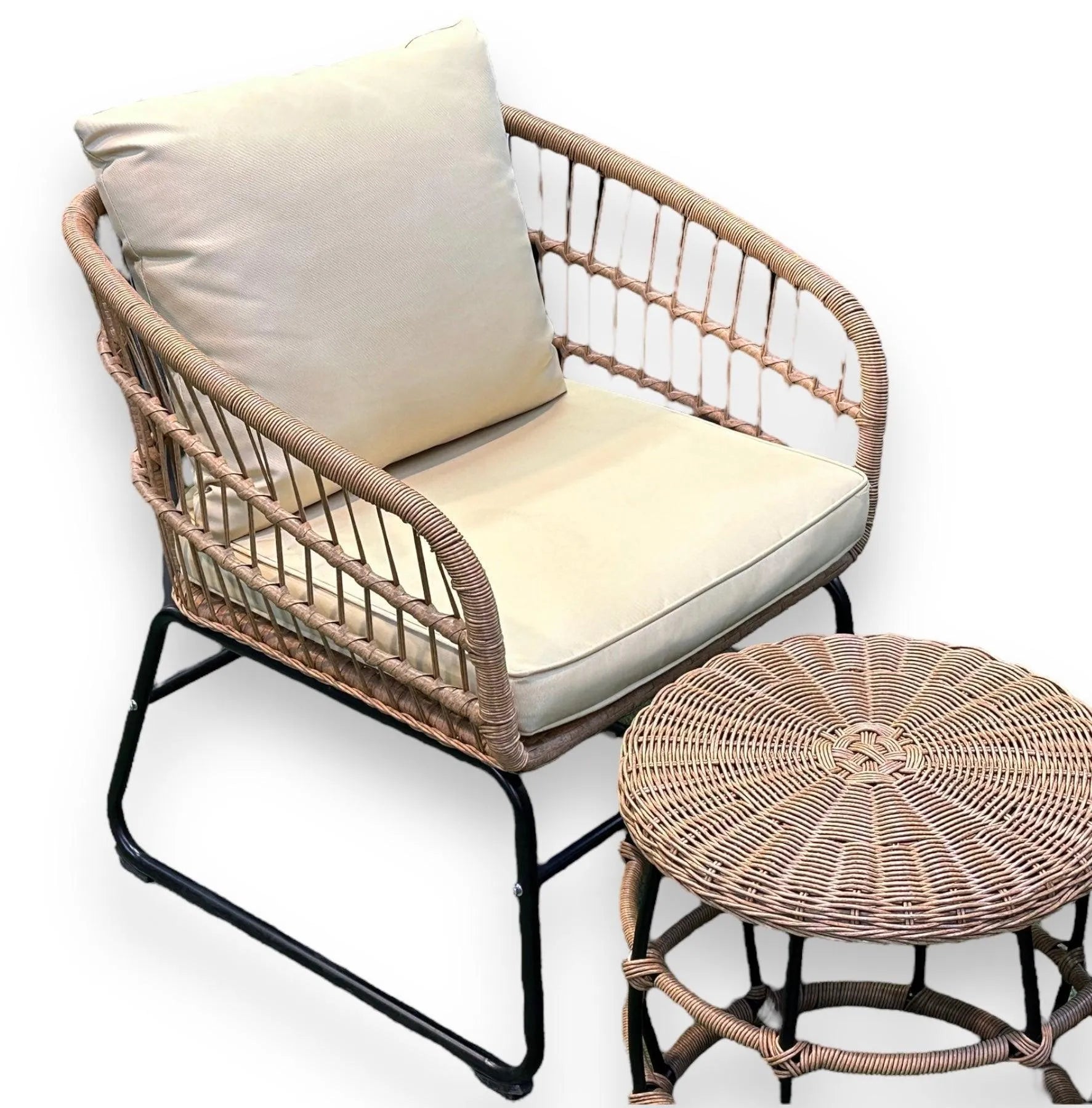 Wooden Twist Alfresco Stylish Look Rattan & Metal Outdoor Furniture Set Patio Seating Ensemble for Elegant Garden Lounge - Wooden Twist UAE