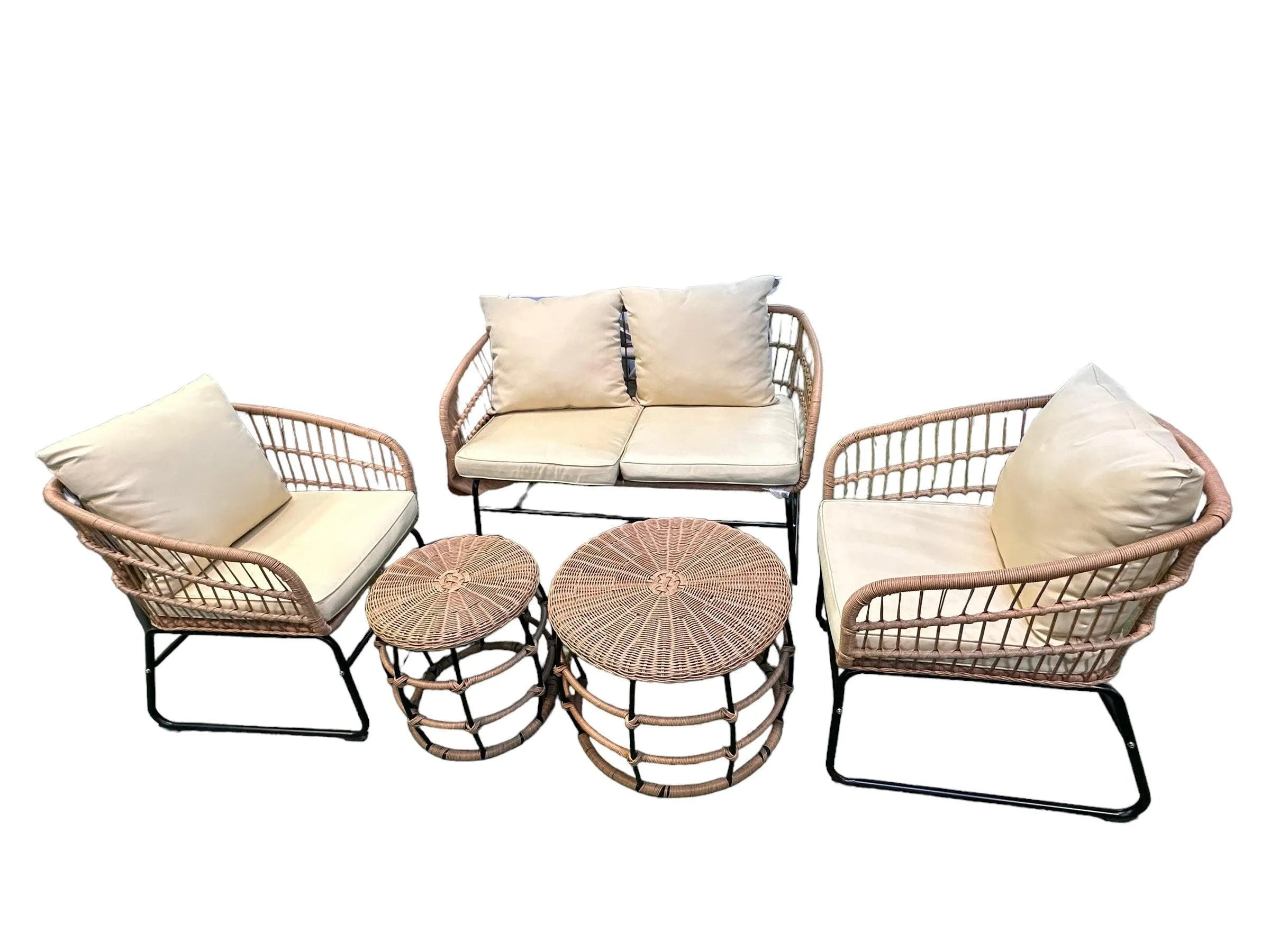 Wooden Twist Alfresco Stylish Look Rattan & Metal Outdoor Furniture Set Patio Seating Ensemble for Elegant Garden Lounge - Wooden Twist UAE