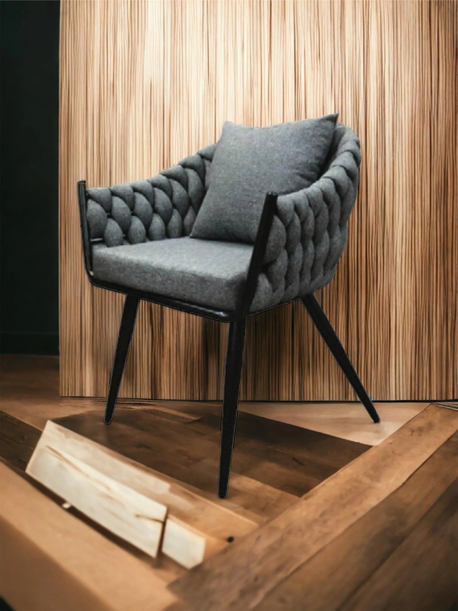 Wooden Twist Luxurious with Tufted Design Velvet Fabric Modern Cafe Dining Chair and Sturdy Metal Legs with 1 Cushion - Wooden Twist UAE