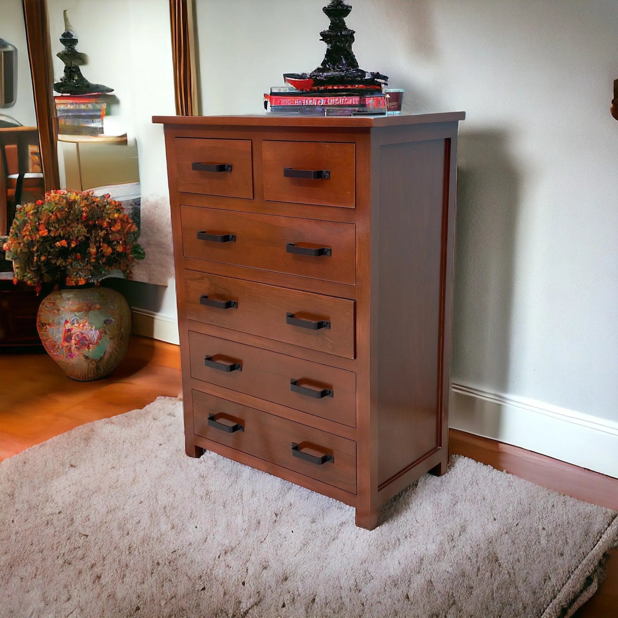 Wooden Standard Chest of 6 Drawers Storage Cabinet (Teak Wood) - Wooden Twist UAE