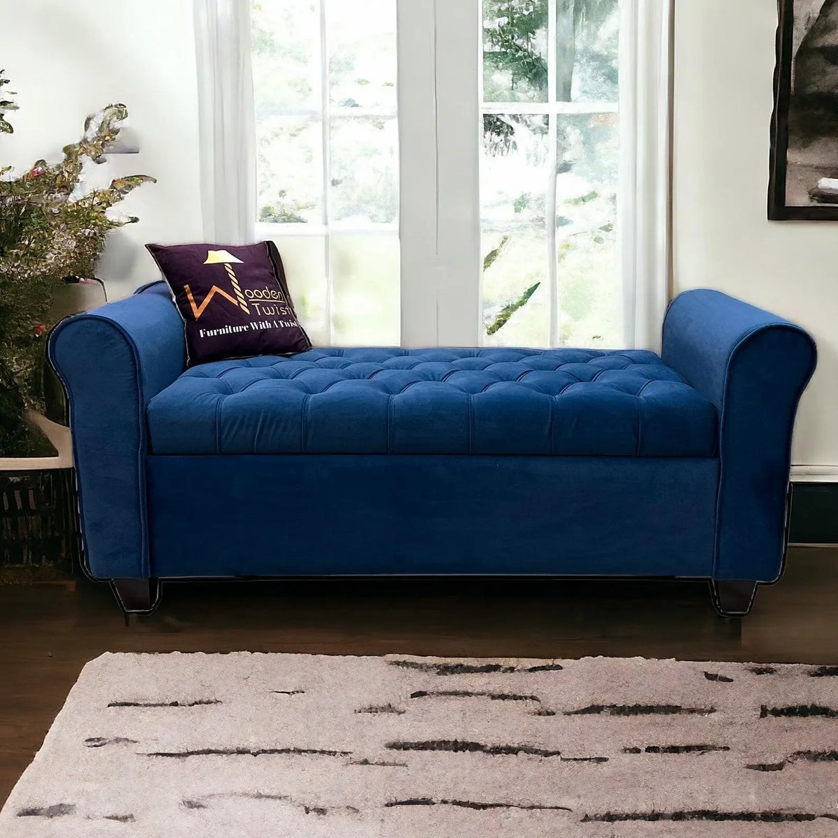 Timeless tufted design meets practical storage