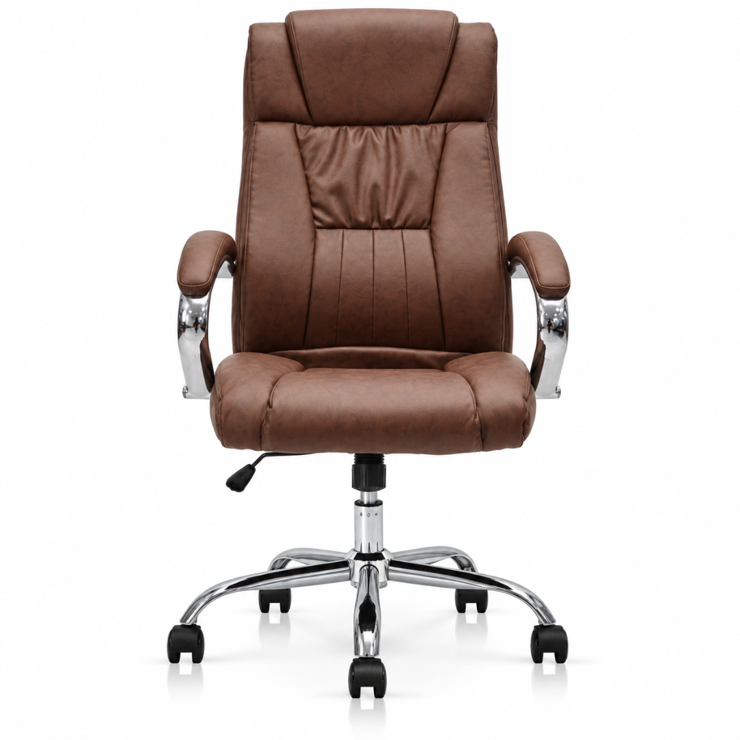 Wooden Twist Bellano Brown Leatherette Executive Office Chair – front view