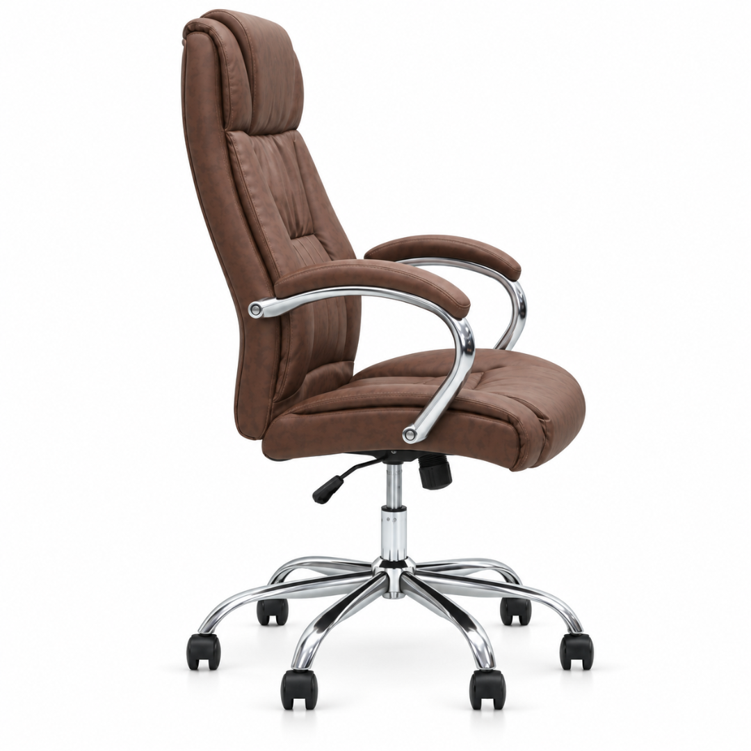Wooden Twist Bellano Brown Leatherette Executive Office Chair – side view