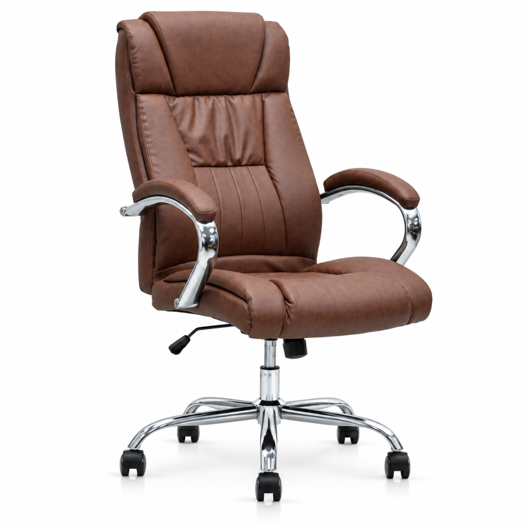Wooden Twist Bellano Brown Leatherette Executive Office Chair – front angle