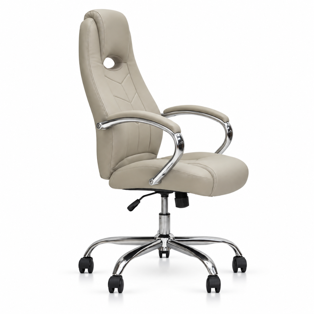 Wooden Twist Arvella Beige Leatherette Executive Office Chair – side view