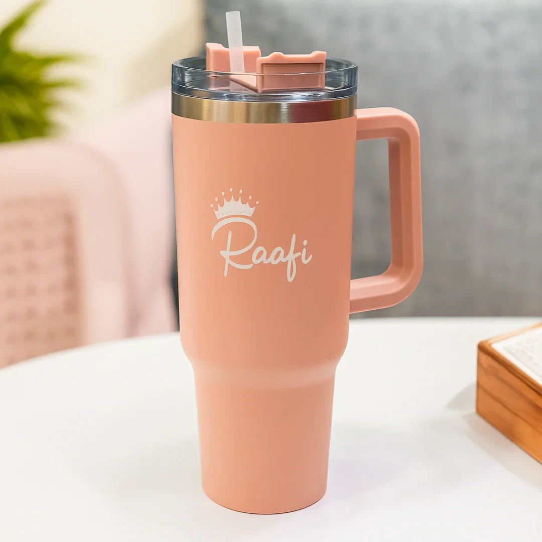 Raafi Savor 2.0 Tumbler 40oz With Handle Travel Mug Straw Covers Cup With Lid Insulated Quencher Stainless Steel Water Iced Tea Coffee Mug - Wooden Twist UAE