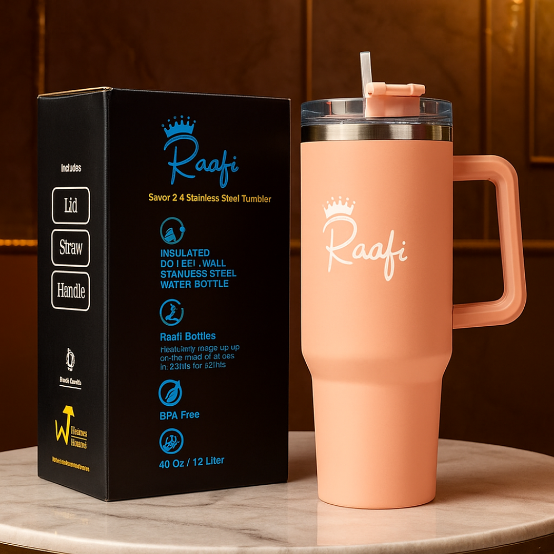 Raafi Savor 2.0 Tumbler 40oz With Handle Travel Mug Straw Covers Cup With Lid Insulated Quencher Stainless Steel Water Iced Tea Coffee Mug - Wooden Twist UAE