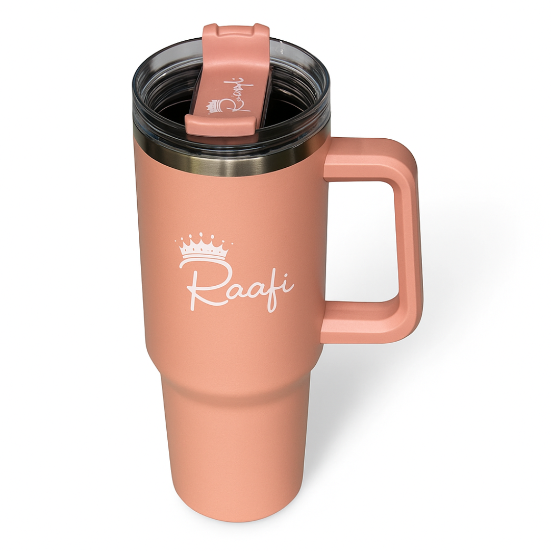 Raafi Savor 2.0 Tumbler 40oz With Handle Travel Mug Straw Covers Cup With Lid Insulated Quencher Stainless Steel Water Iced Tea Coffee Mug - Wooden Twist UAE