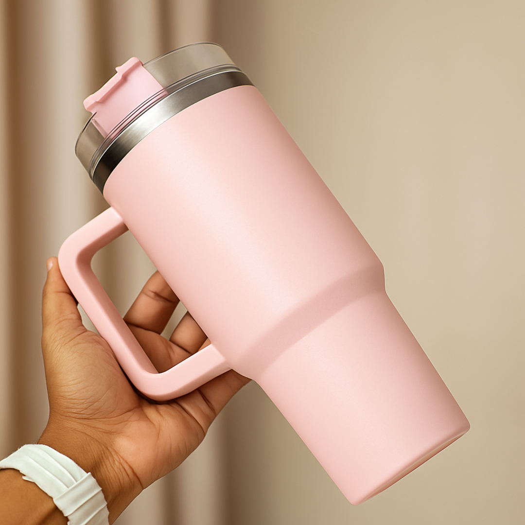 Raafi Savor 2.0 Tumbler 40oz With Handle Travel Mug Straw Covers Cup With Lid Insulated Quencher Stainless Steel Water Iced Tea Coffee Mug - Wooden Twist UAE