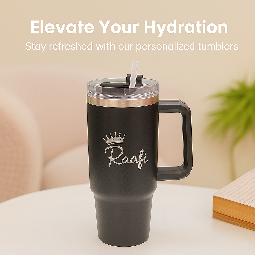 Raafi Savor 2.0 Tumbler 40oz With Handle Travel Mug Straw Covers Cup With Lid Insulated Quencher Stainless Steel Water Iced Tea Coffee Mug - Wooden Twist UAE