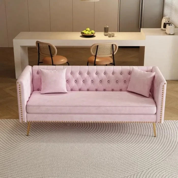 Velvet Rectangular Sofa - High-Density Foam