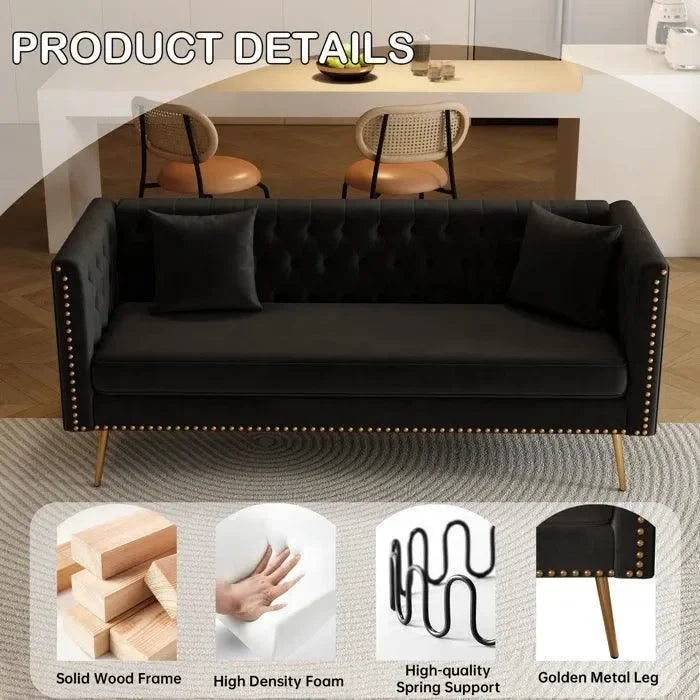 elvet Modern Couch with Curved Arms