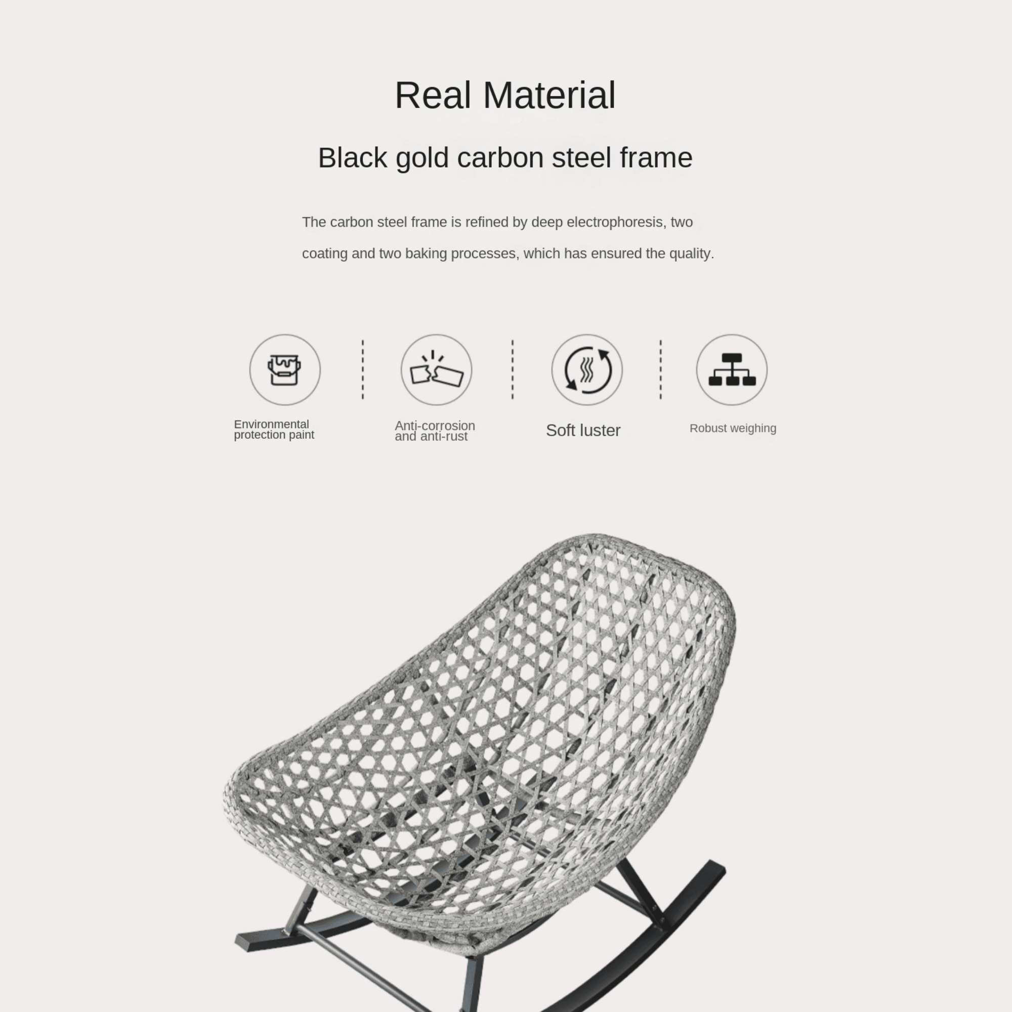 Weather-resistant rattan rocking chair for patios and gardens in UAE