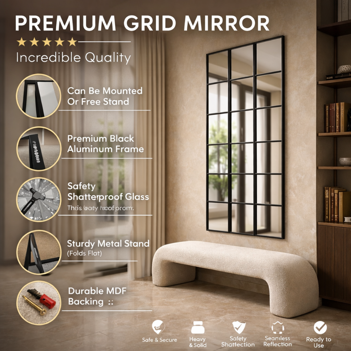 Regal Grid Luxe Full Length Mirror