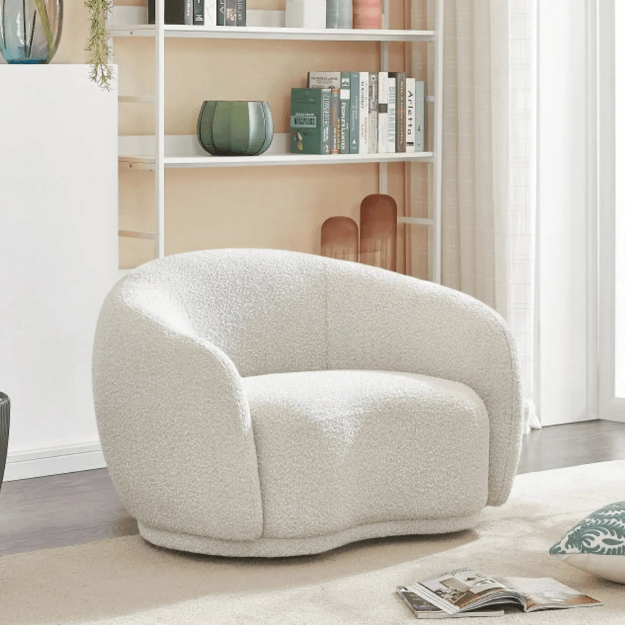 Plush Boucle Fabric in Rich Cream