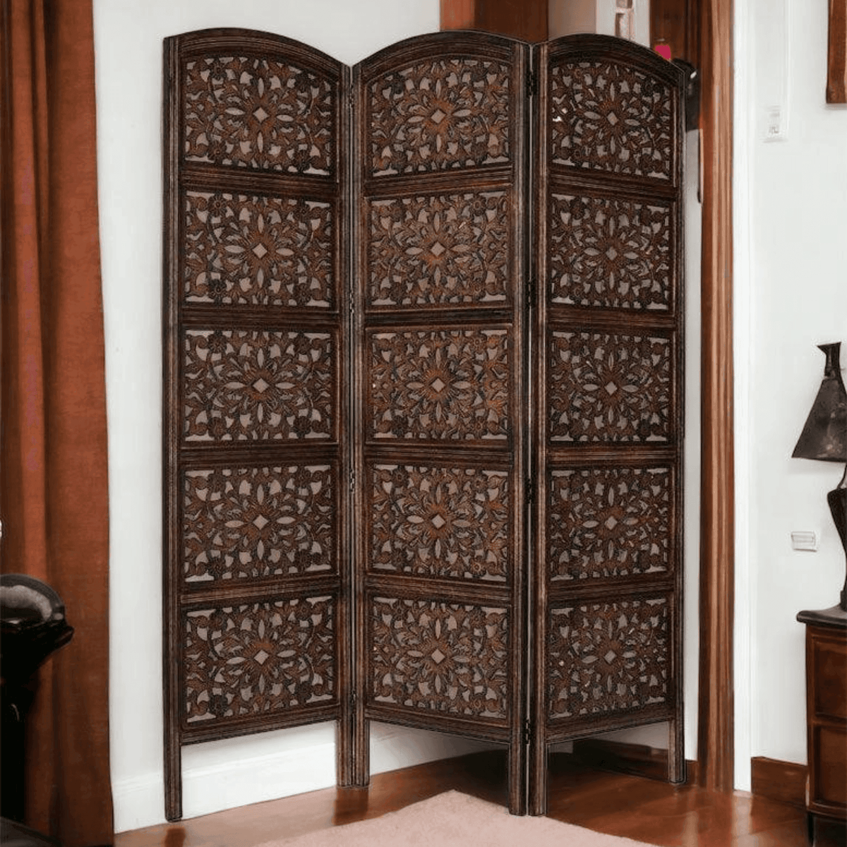 Wooden Room Divider in Brown Color - Wooden Twist UAE