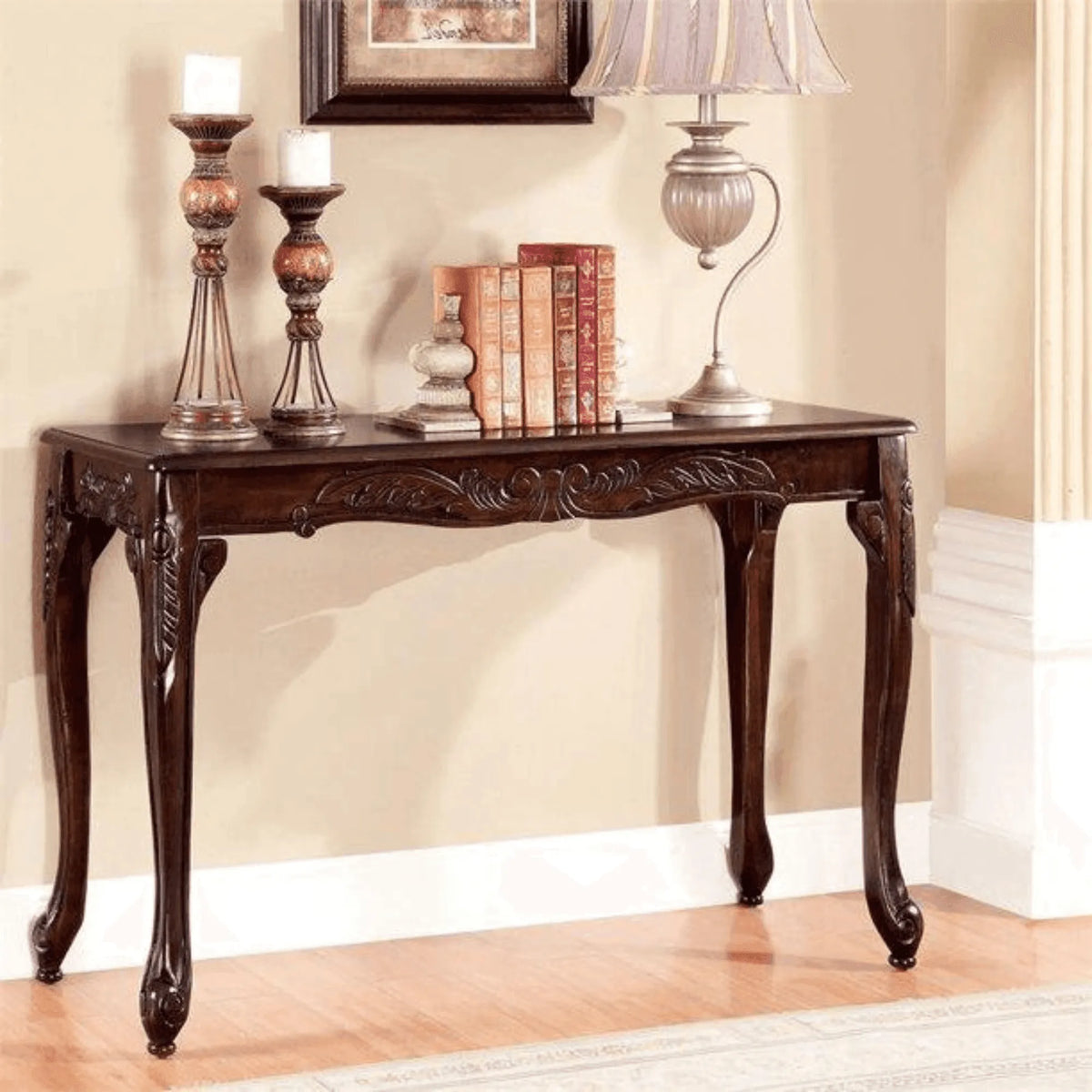 Wooden Twist Hand Carved Teak Wood Beautiful Designs Royal Decor Console Table - Wooden Twist UAE