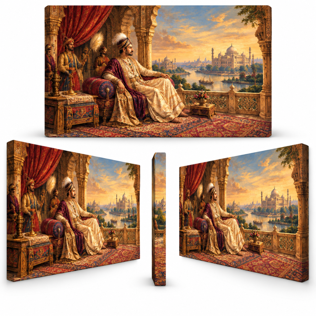 Wooden Twist Royal Maharaja frameless canvas – front, left, right and side profile views