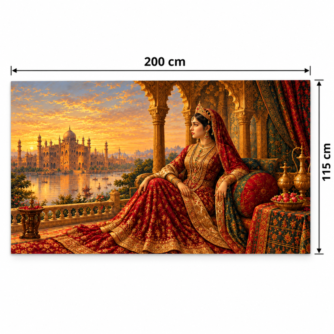 Wooden Twist Royal Maharani frameless canvas wall art – dimensions 200 x 115 cm