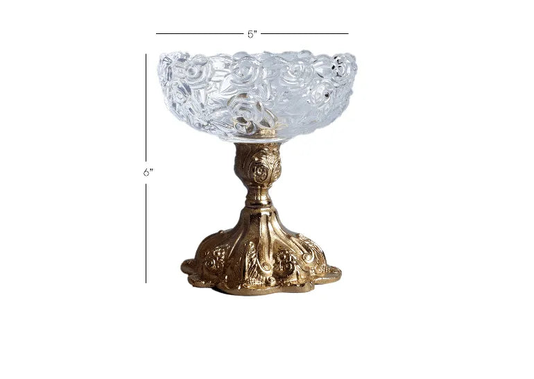 Royal Flower Aristrocrat's Glass Bowl Big (Gold) - Wooden Twist UAE