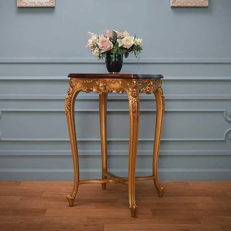 Elegant Carved End Table in Teak Wood - Wooden Twist UAE