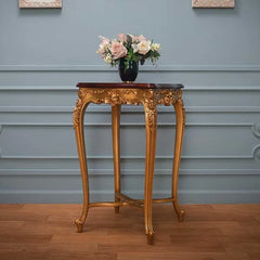 Elegant Carved End Table in Teak Wood - Wooden Twist UAE