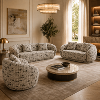 Wooden Twist Snug Modern Curved Sofa 3+2+1 Seater Set, living room lifestyle view