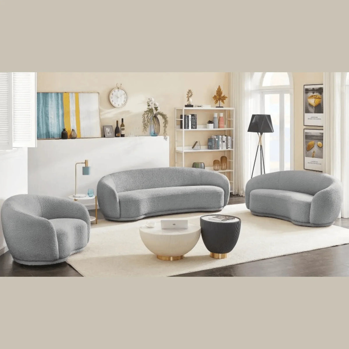 Rounded Comfort in Cool Contemporary Grey