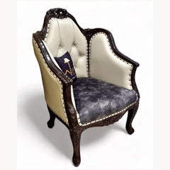 Wooden Twist Hand Carved Baroque Style Sofa Chair - Wooden Twist UAE