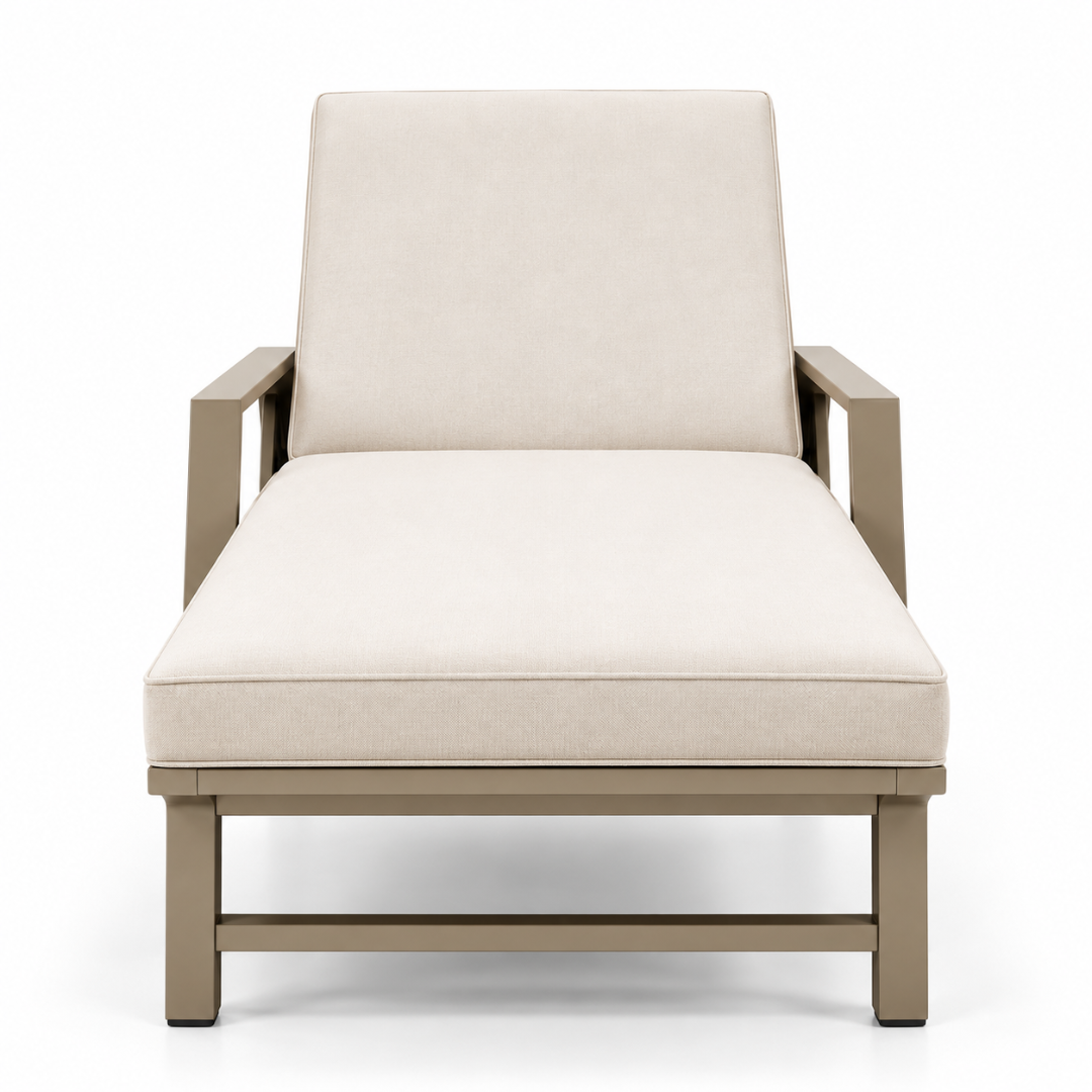 Wooden Twist Aluminium Sun Lounger Taupe & Beige – front studio view on white background
