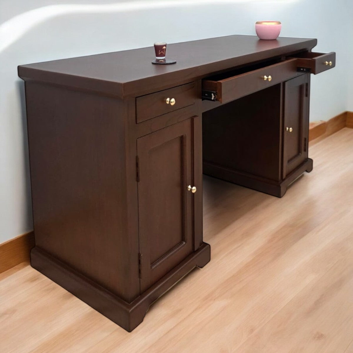 Wooden Desk Study Cabinet In Teak Wood