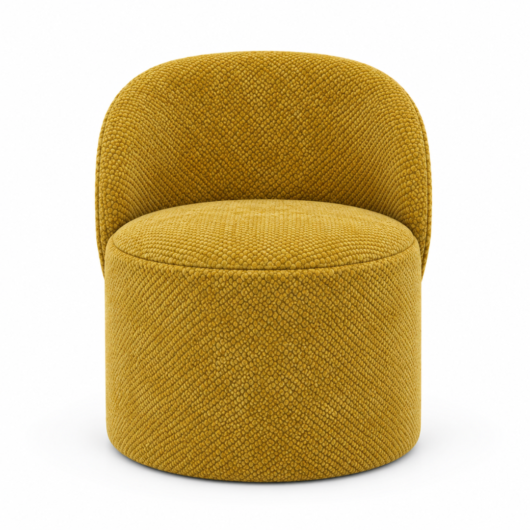 Wooden Twist Solvera Boucle Accent Chair Mustard Yellow – front view on white background