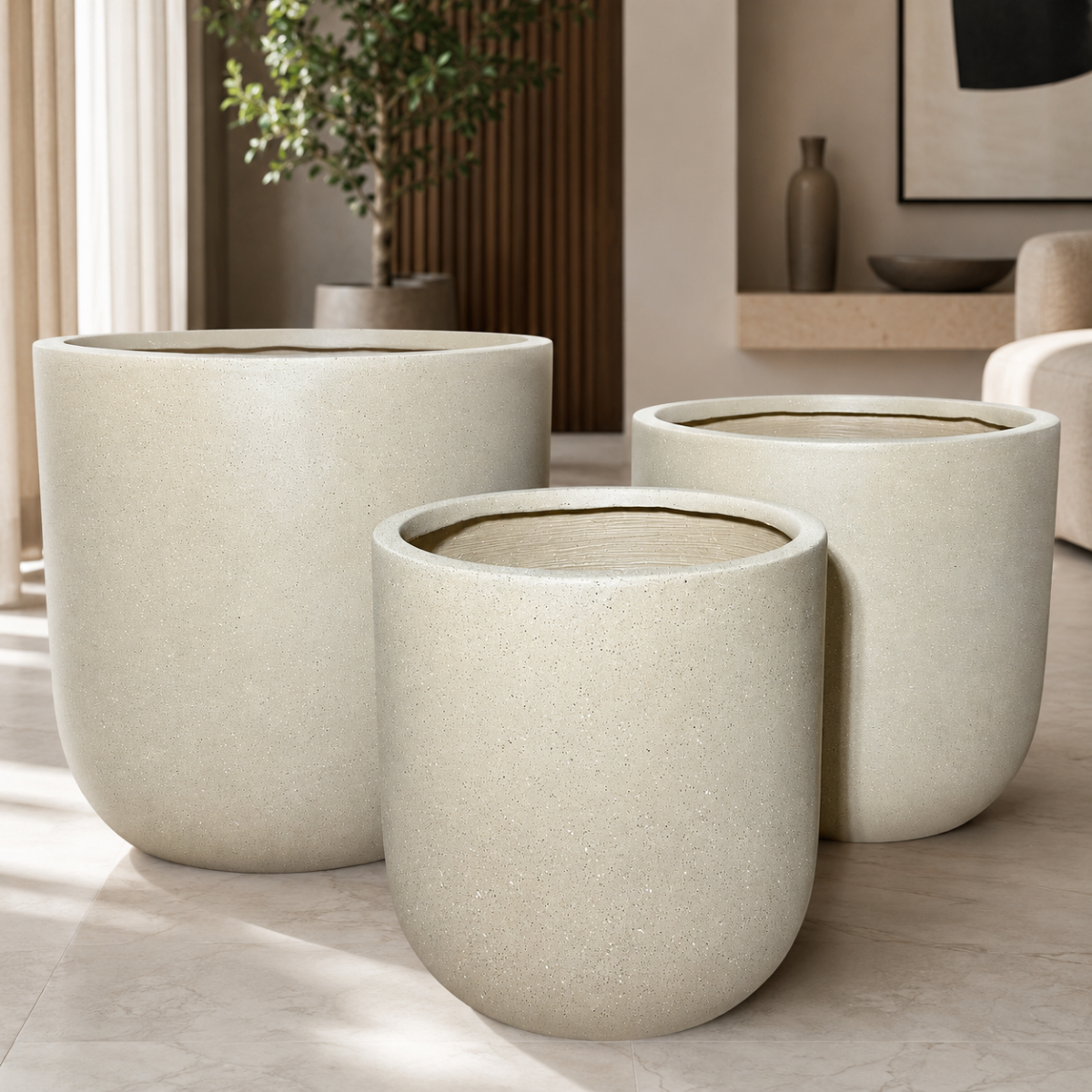 Wooden Twist Speckled Fiberglass Flower Pot – Small Medium and Large Sizes – Wooden Twist UAE