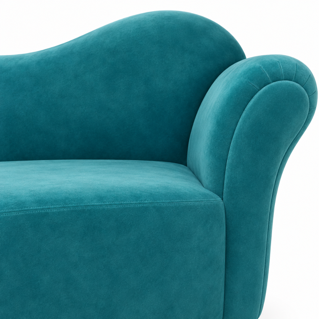 Wooden Twist Princess Velvet Kids Chaise Sofa Sky Blue – Close-Up