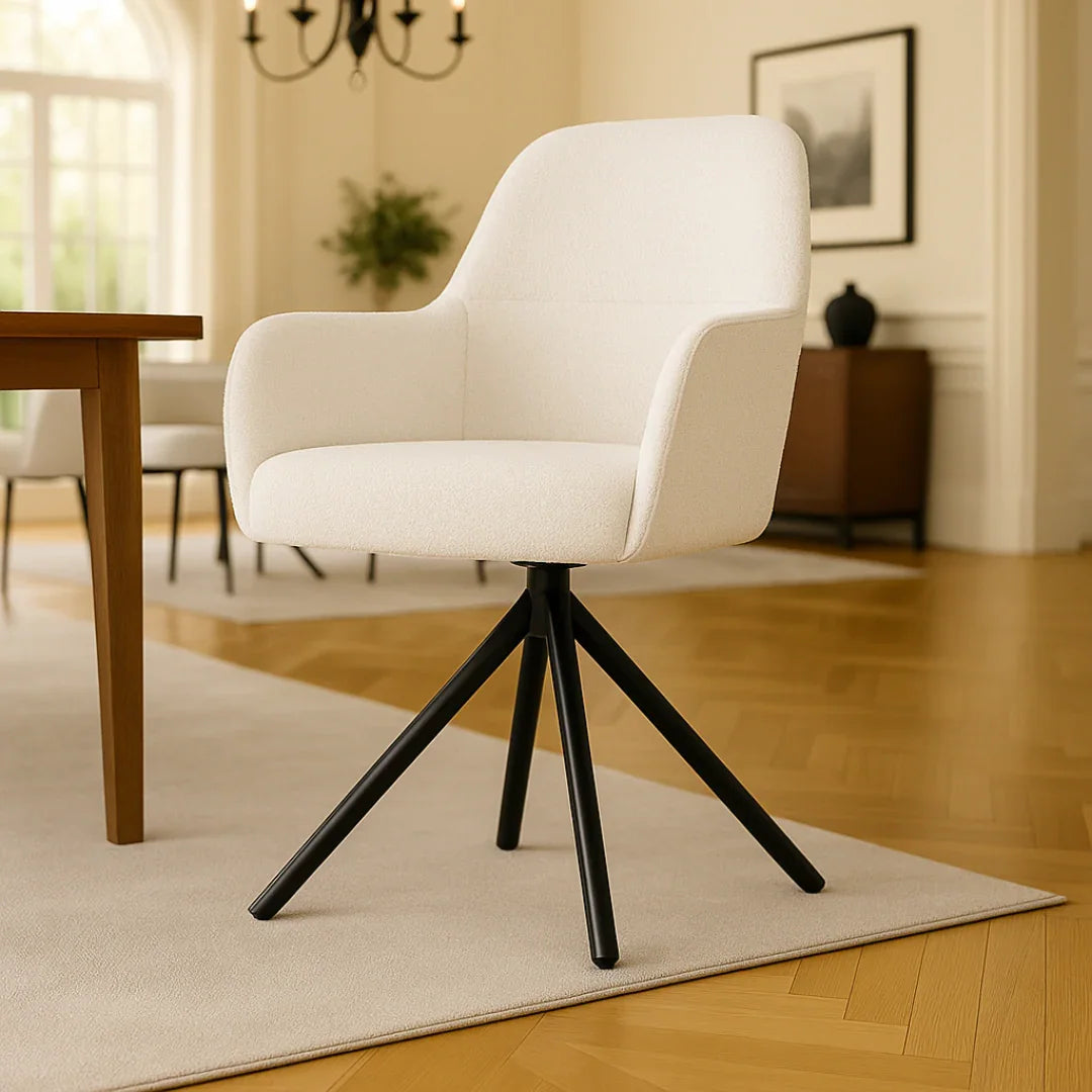 The Synera Boucle Fabric Dining Chair