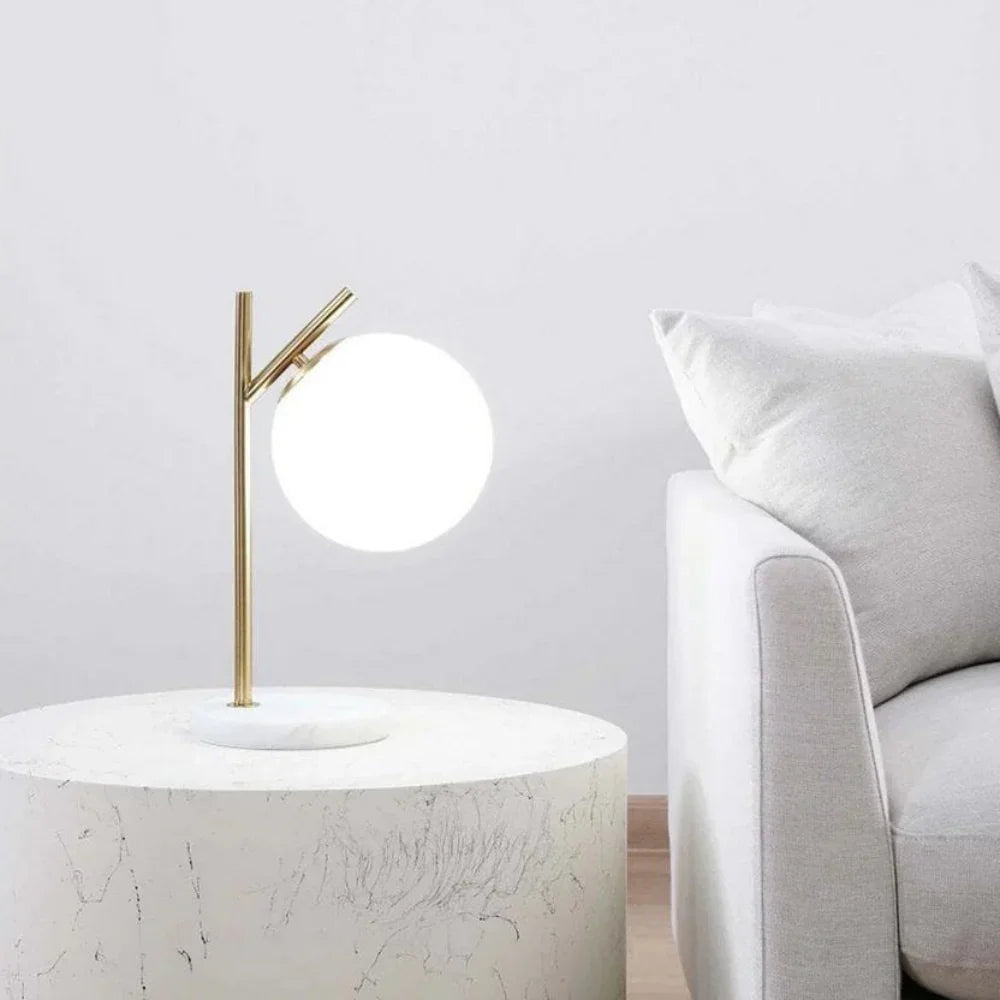 Globe-Inspired Light, Modern Stand