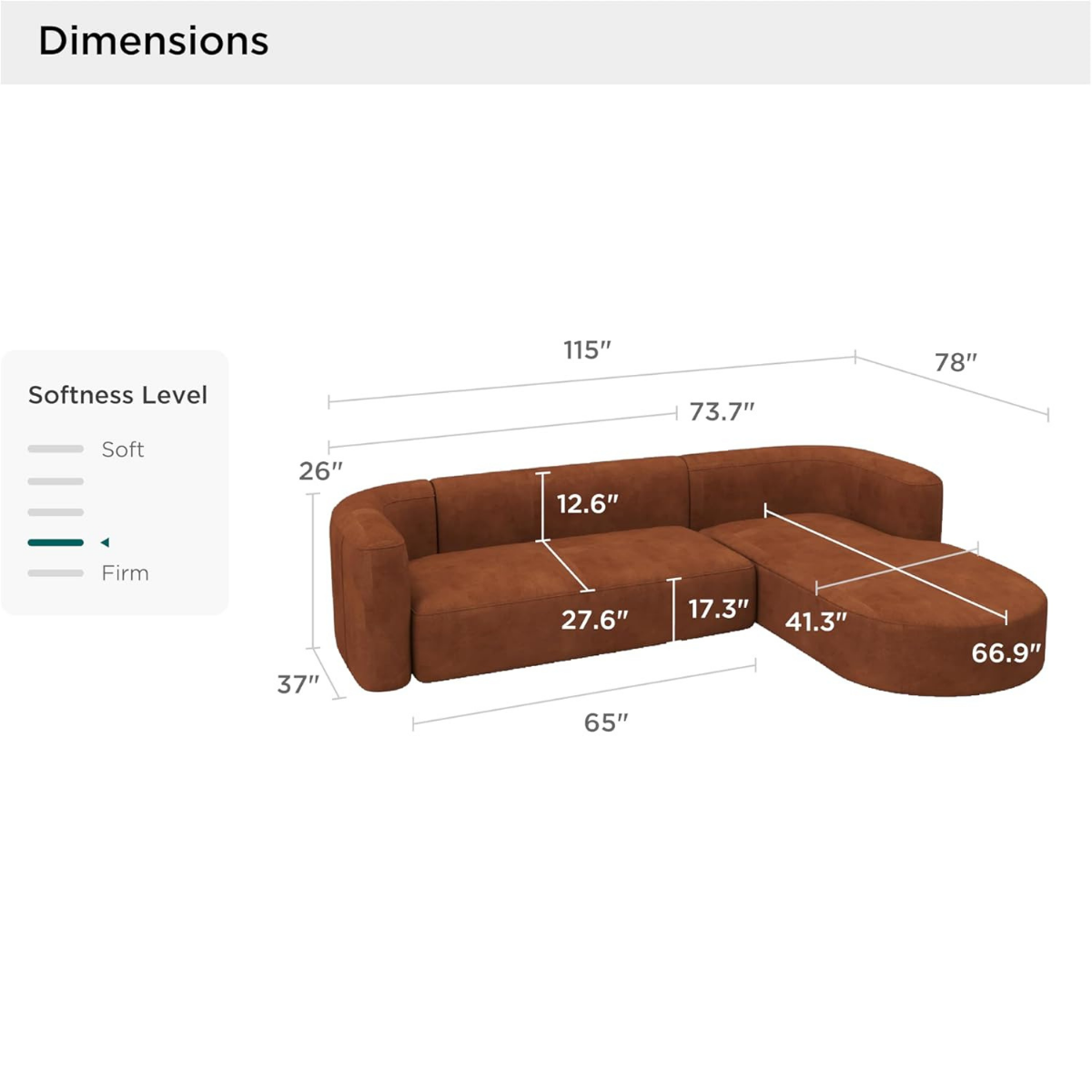 Wooden Twist Modern Velvet Sectional Sofa | L-Shape, 3-Seater & Modular Designs | Tangerine & Cream