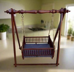 Wooden Twist Bazzy Handmade Teak Wood Baby Cradle Traditional Swing Cradle for Newborns Safe, Durable, Eco-friendly Baby Bed