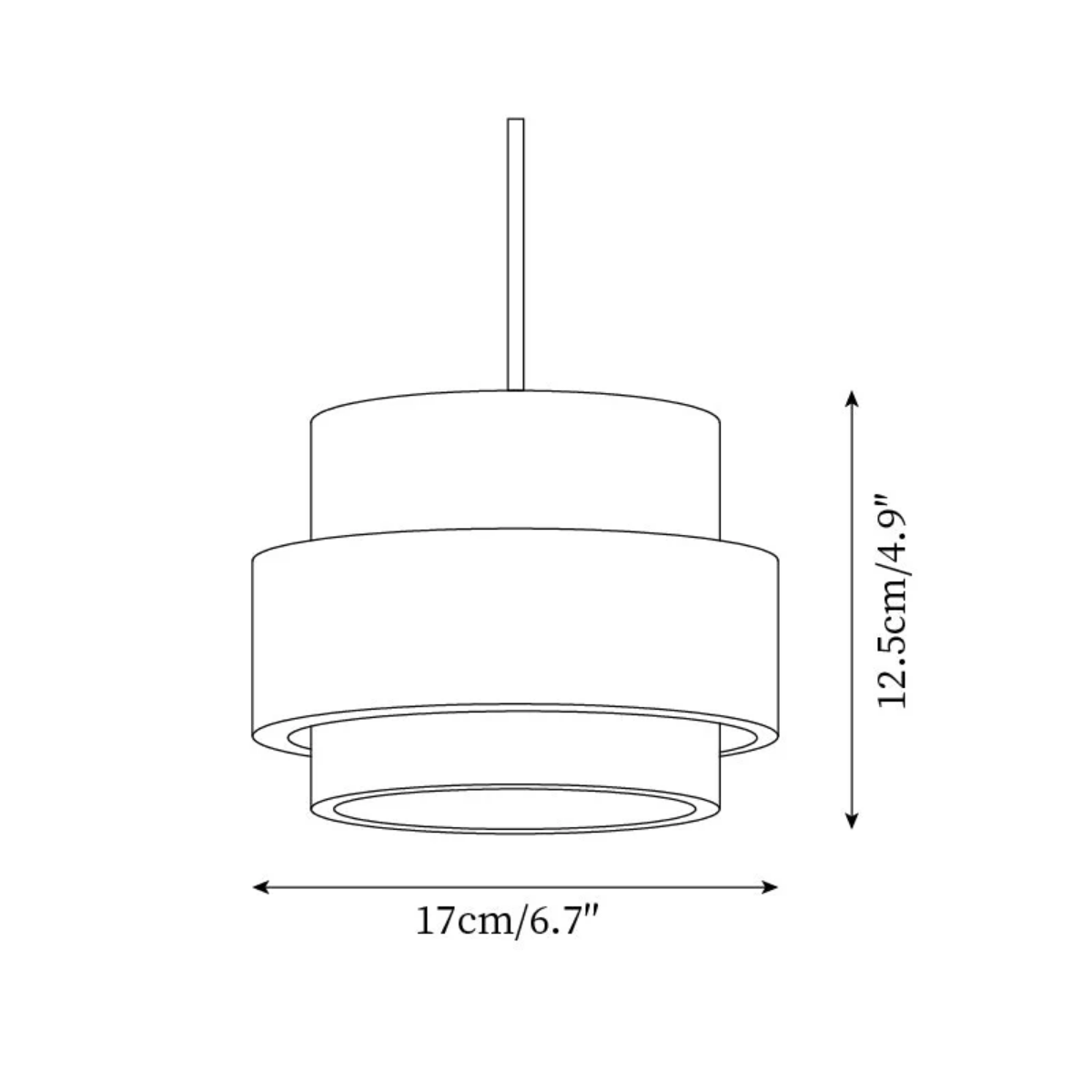 TerraHalo pendant light dimensions - 17cm / 6.7 inch width x 12.5cm / 4.9 inch height