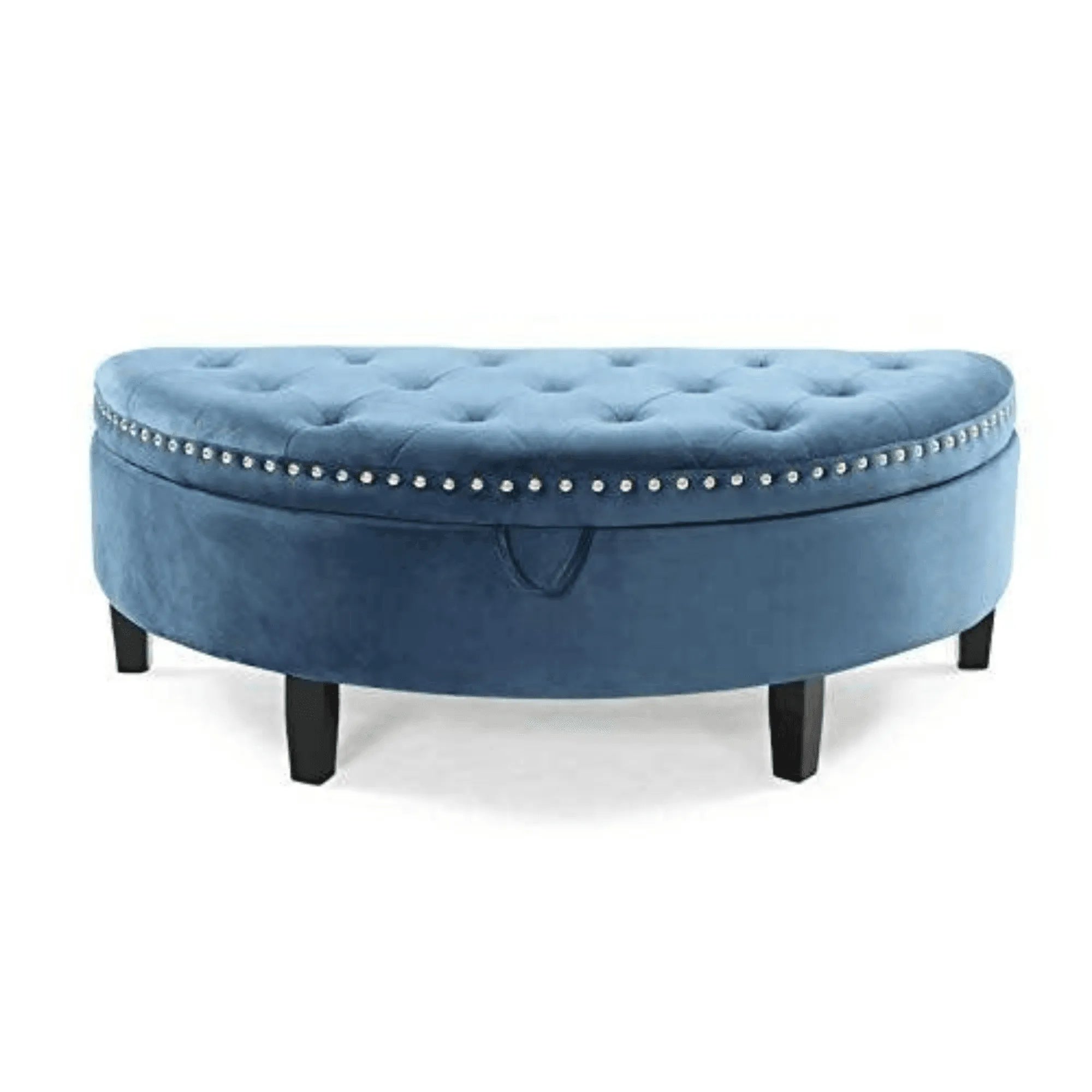 Half Moon Velvet Tufted Storage Bench Footstool Bed End Table for Living Room - Wooden Twist UAE