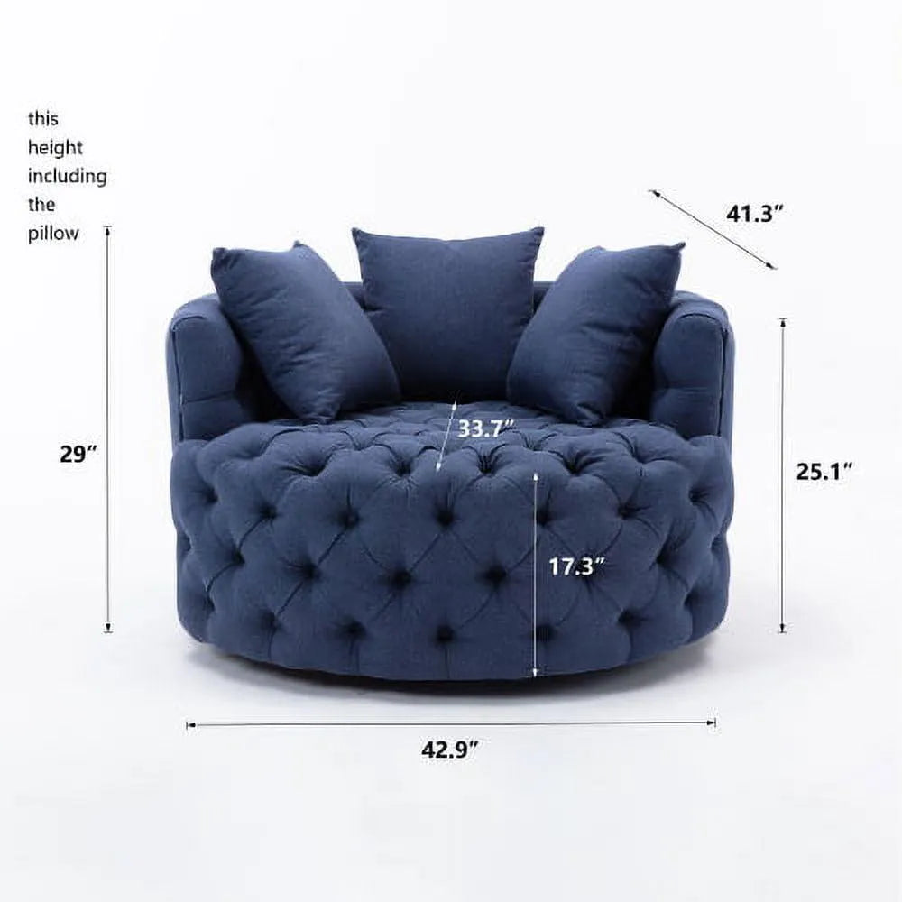 Wooden Twist Barrel Button Tufted Design Modern Round Sofa For Living Room with 3 Pillows - Wooden Twist UAE