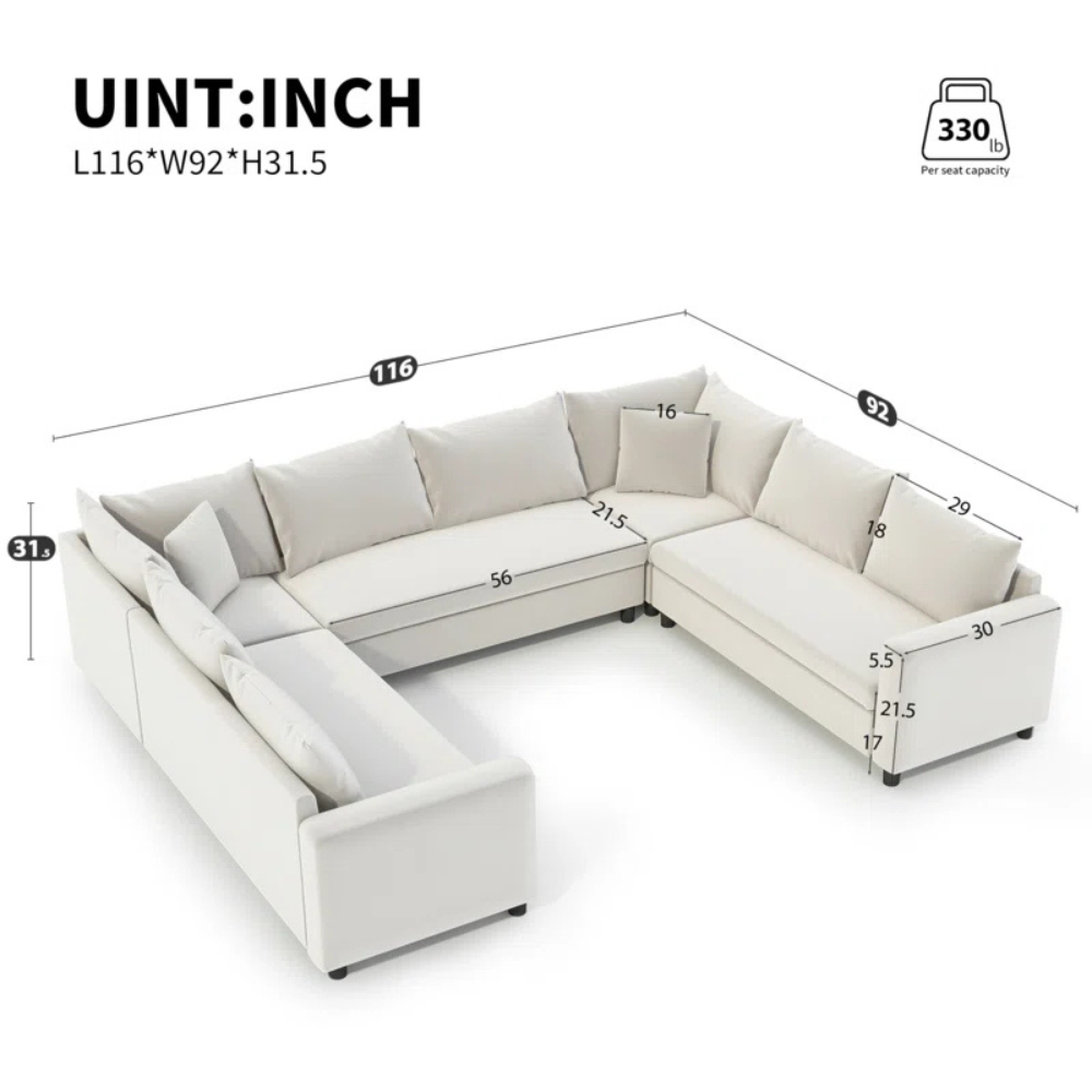 Velongue 6-Seater Sectional Sofa Beige