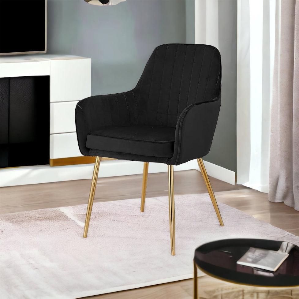 Wooden Twist Velour Modern Cafe Dining Chair Metal Legs - Wooden Twist UAE