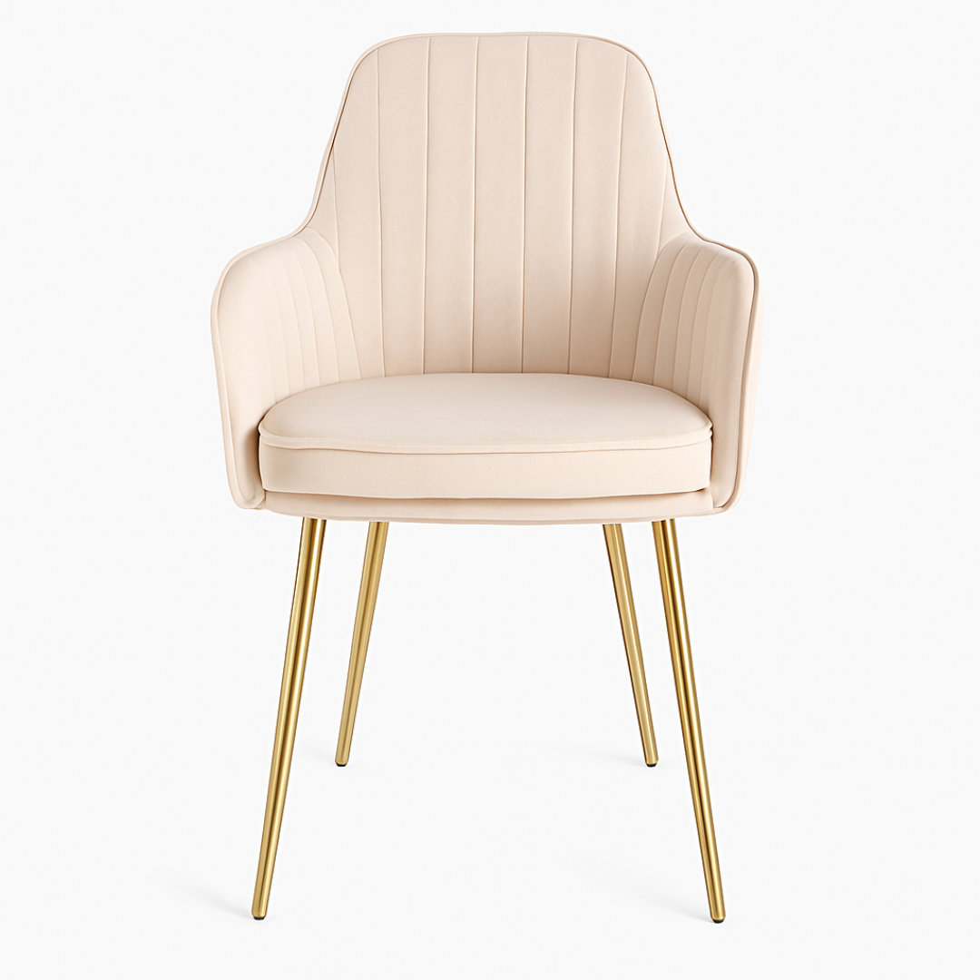 Velour Modern Cafe Dining Chair Beige