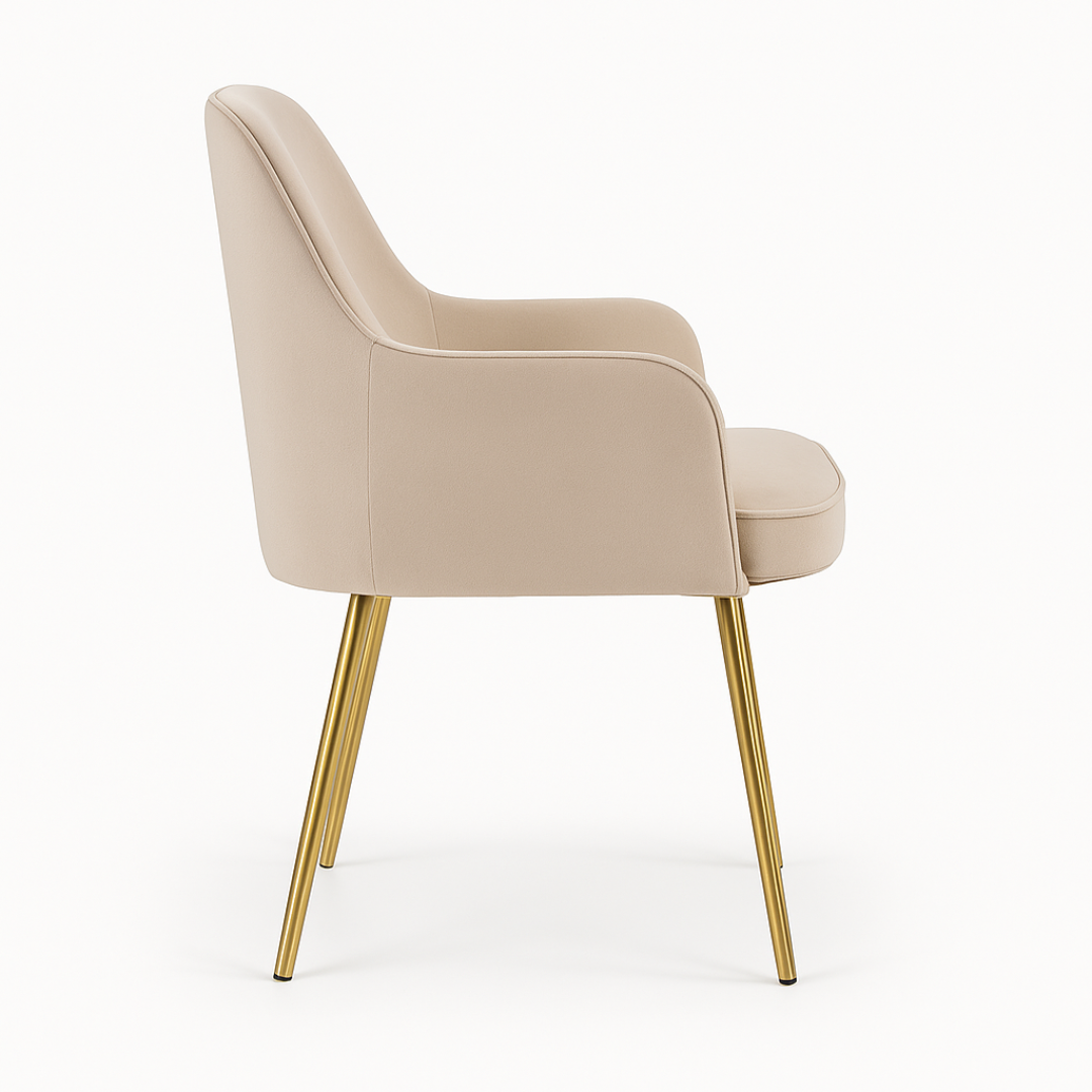 Velour Modern Cafe Dining Chair Beige