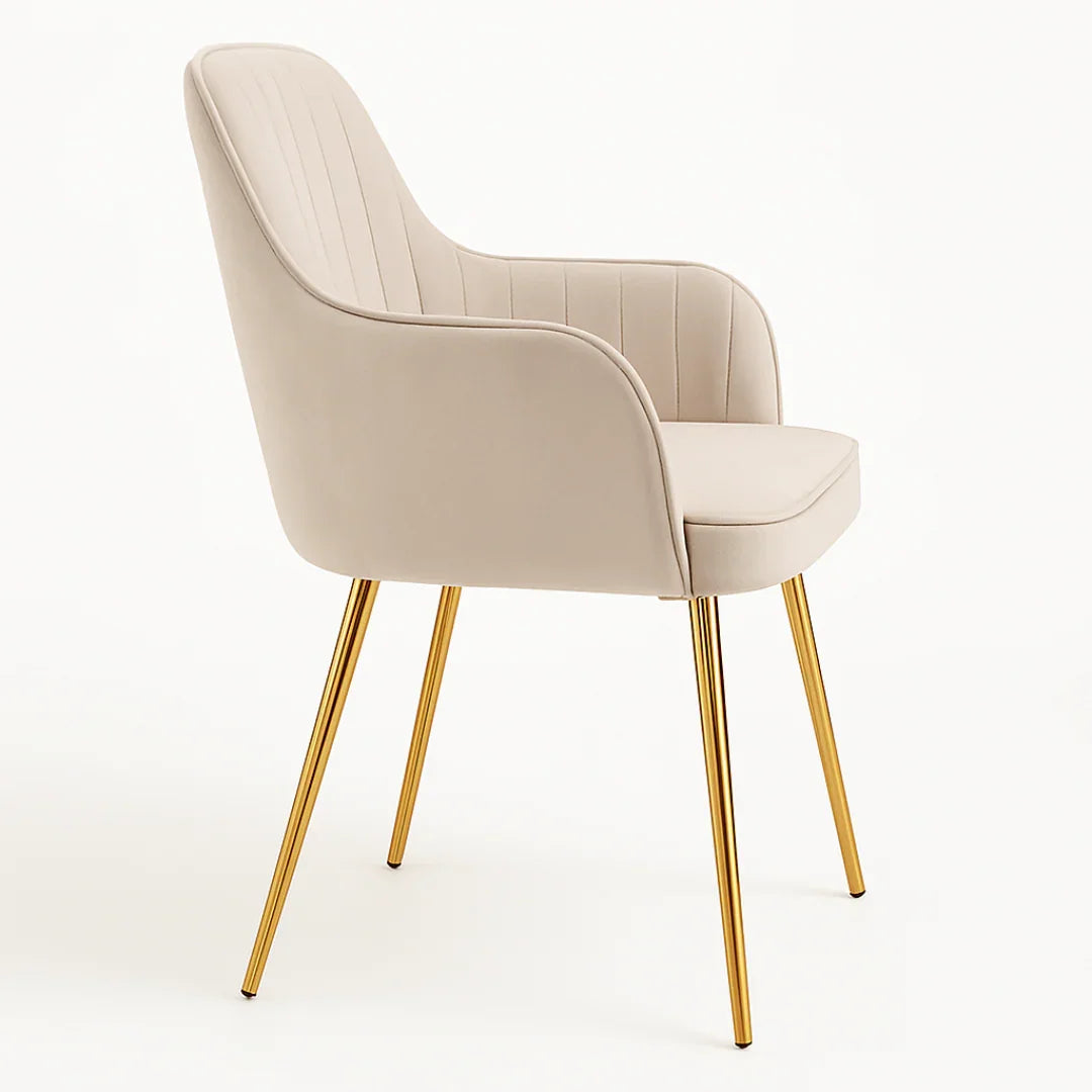 Velour Modern Cafe Dining Chair Beige