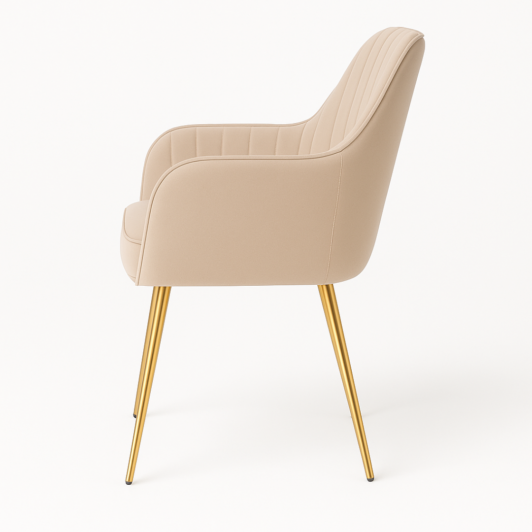 Wooden Twist Velour Modern Cafe Dining Chair Metal Legs