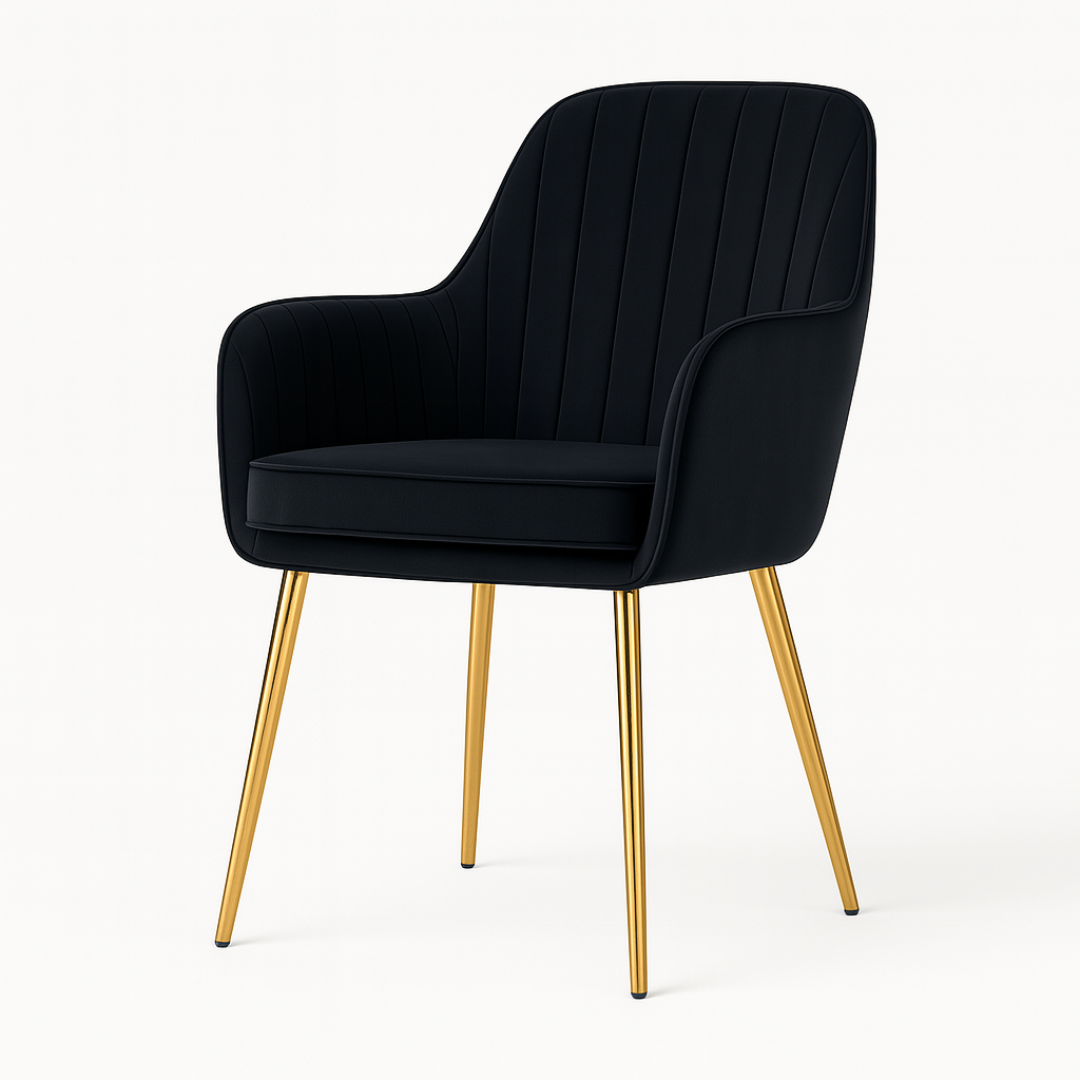 Wooden Twist Velour Modern Cafe Dining Chair Metal Legs