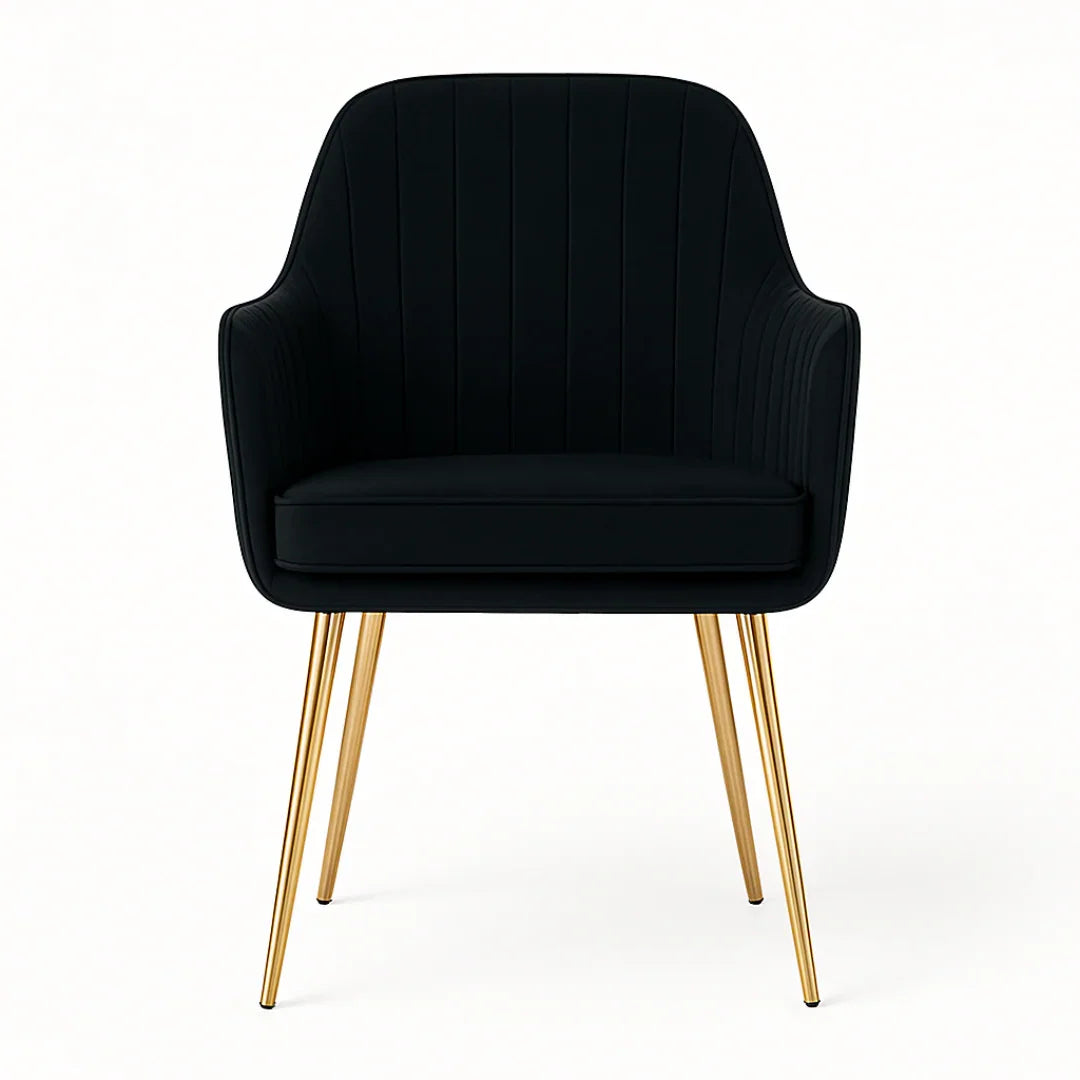 Wooden Twist Velour Modern Cafe Dining Chair Metal Legs